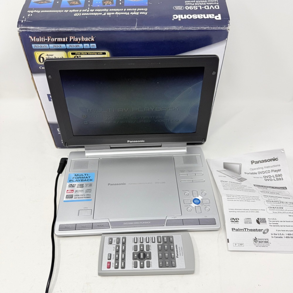 Panasonic DVD-LS90 Portable DVD CD Player 9in Widescreen Silver PalmTheater Box